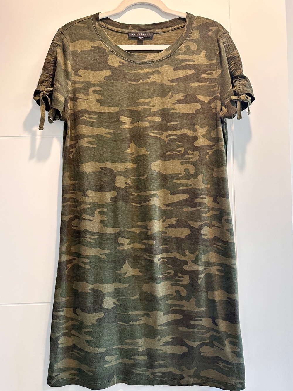 Sanctuary Olive Camo Short Sleeve Shift Dress